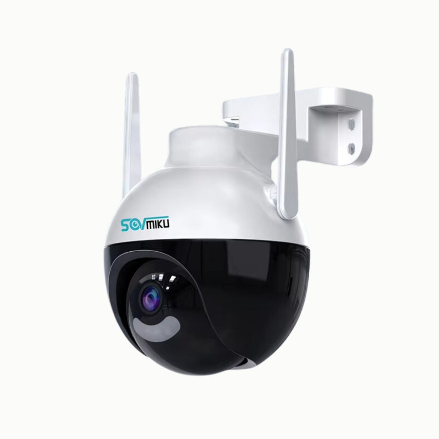 Caméra rotative extérieure avec vision nocturne couleur et détection AI.