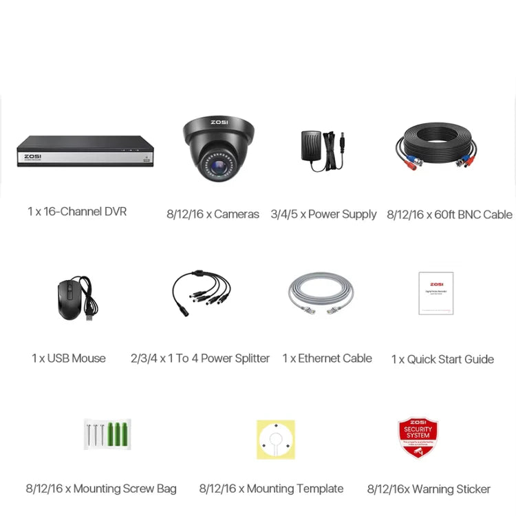 Kit 12/16 Caméras de Surveillance | Système de Sécurité Filiaire 1080P avec DVR H.265+