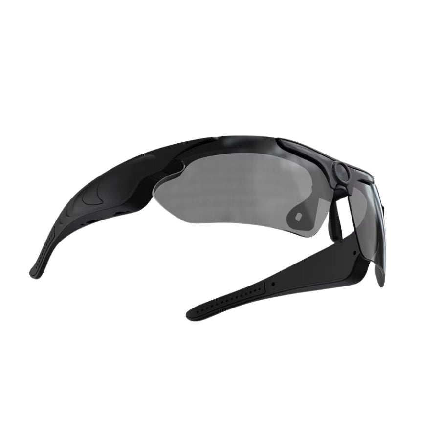 Lunette caméra espion rechargeable avec autonomie 120 min et transfert USB rapide.