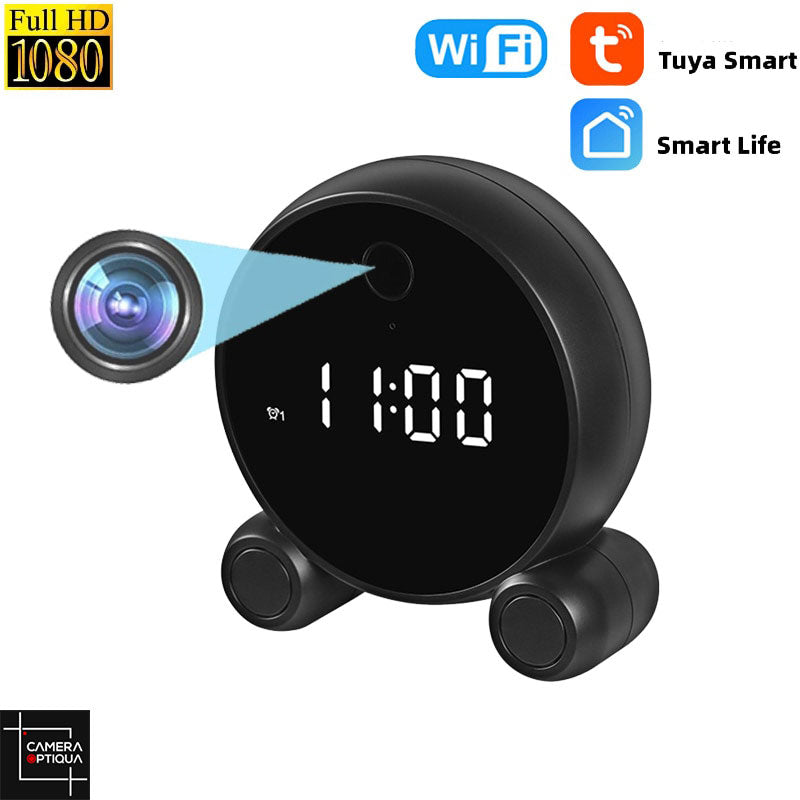 Photo de l'ensemble du Réveil Camera Espion avec accessoires