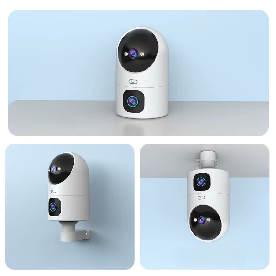 Caméra de sécurité intelligente avec vision nocturne en couleur et audio bidirectionnel.