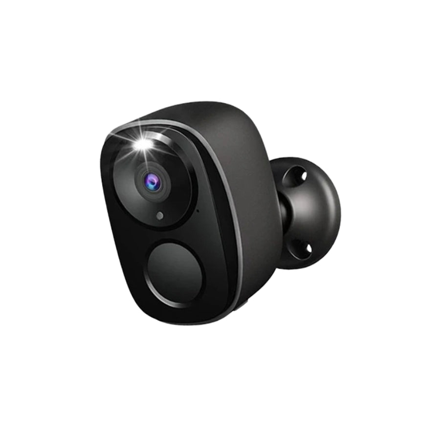 Mini caméra extérieure sans fil avec batterie rechargeable et vision nocturne HD.