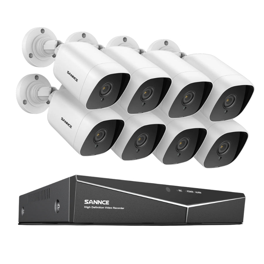 Système de vidéosurveillance PoE avec accès à distance et détection de mouvement.