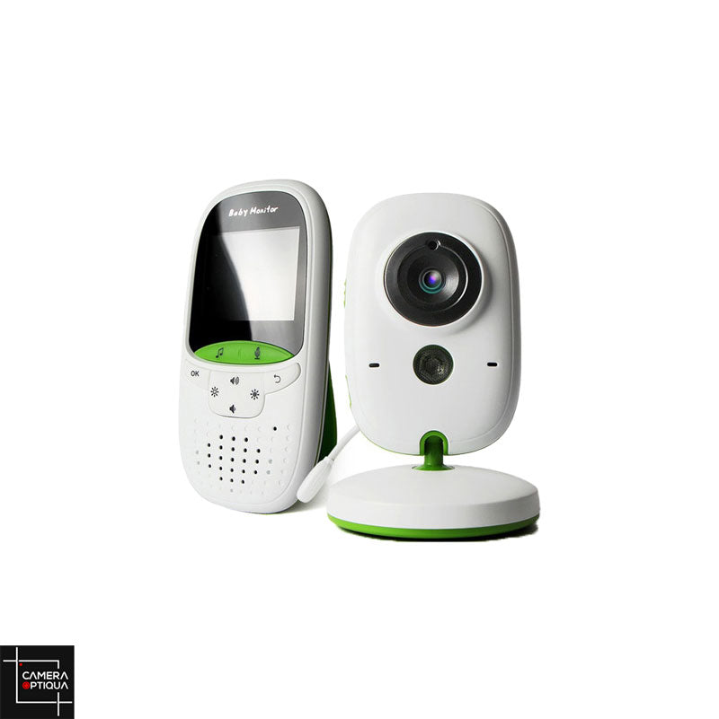 Surveillance de votre bébé en temps réel avec notre babyphone vidéo de couleur vert et de qualité supérieure de chez Camera-Optiqua