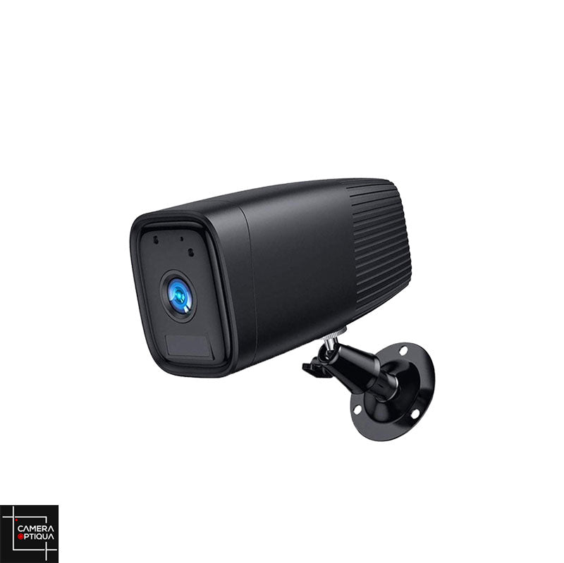 Camera Espion Exterieur de chez Camera-Optiqua, noire avec support mural pour une surveillance extérieure optimale