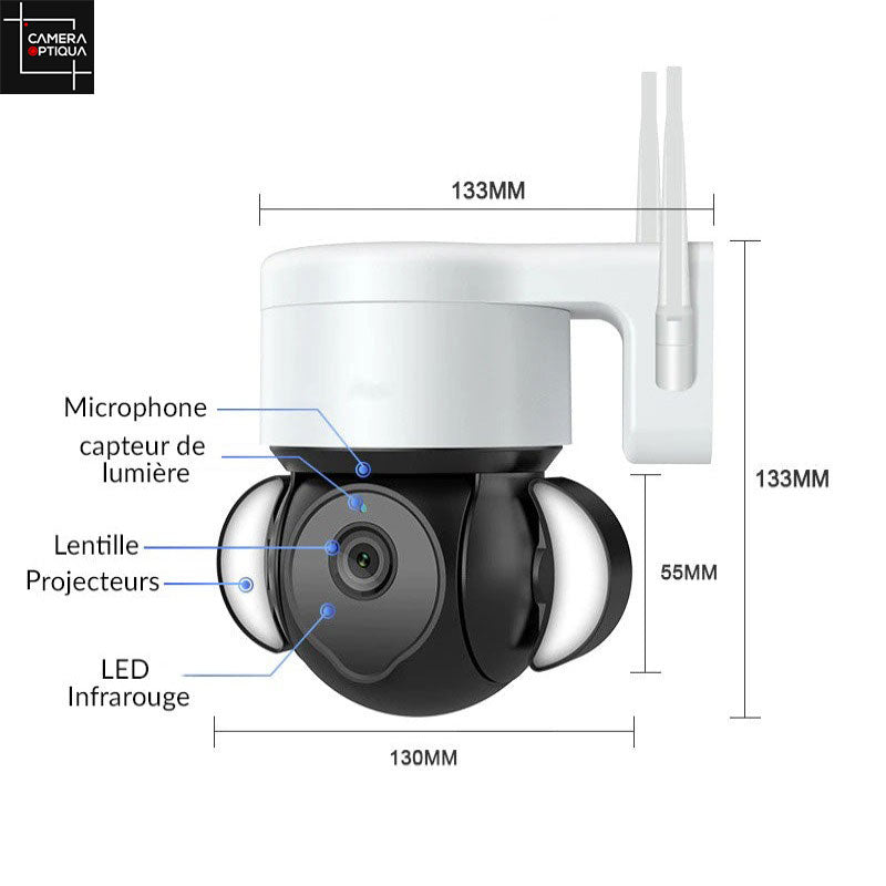 Si vous voulez une surveillance à distance de votre propriété, notre Caméra de Surveillance 4G Extérieure de Camera-Optiqua dotée d'une connectivité 4G est la solution idéale pour vous.