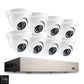 Gardez un œil sur tous les angles avec le kit de surveillance extérieur Camera-Optiqua, comprenant 8 caméras blanches et un enregistreur.