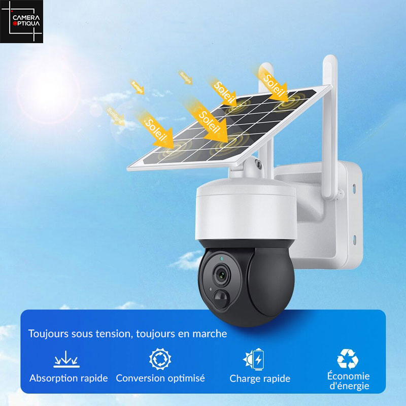 Caméra surveillance extérieur sans fil autonome solaire - La